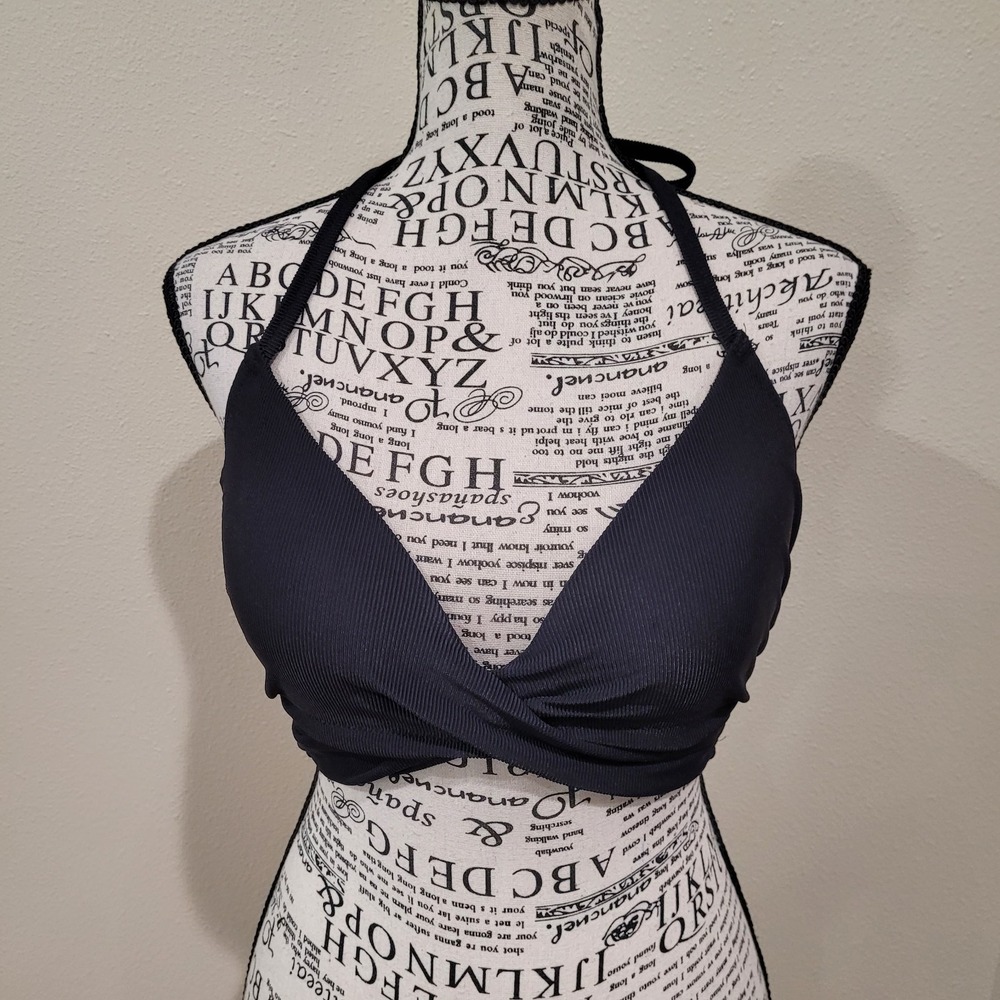Shade and Shore Women SZ‎ 34C black Swim twist front top halter
